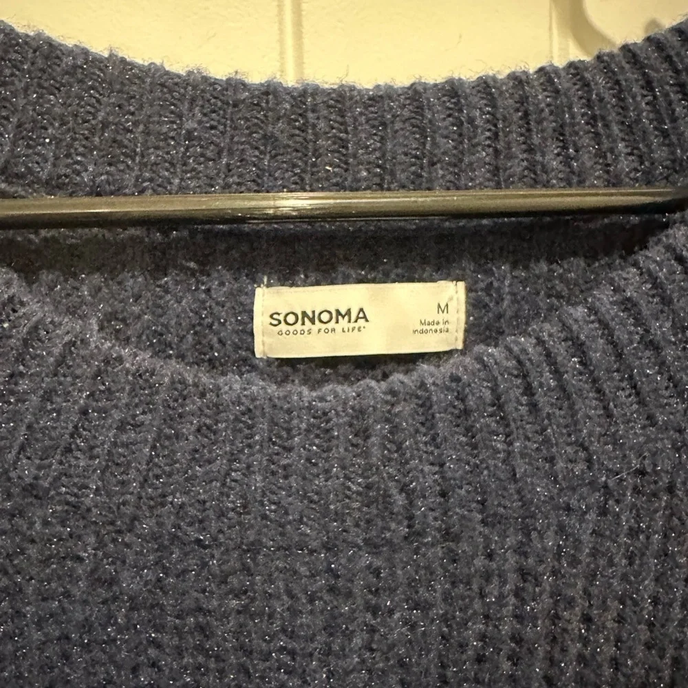 Sonoma Blue Crew Neck Sweater Textured Knit - Picture 2 of 2